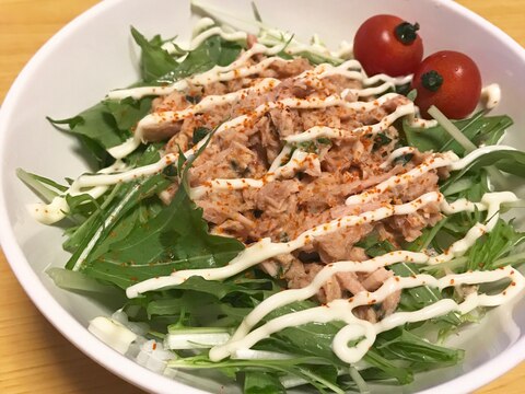 水菜とツナの大満足丼ぶり♪